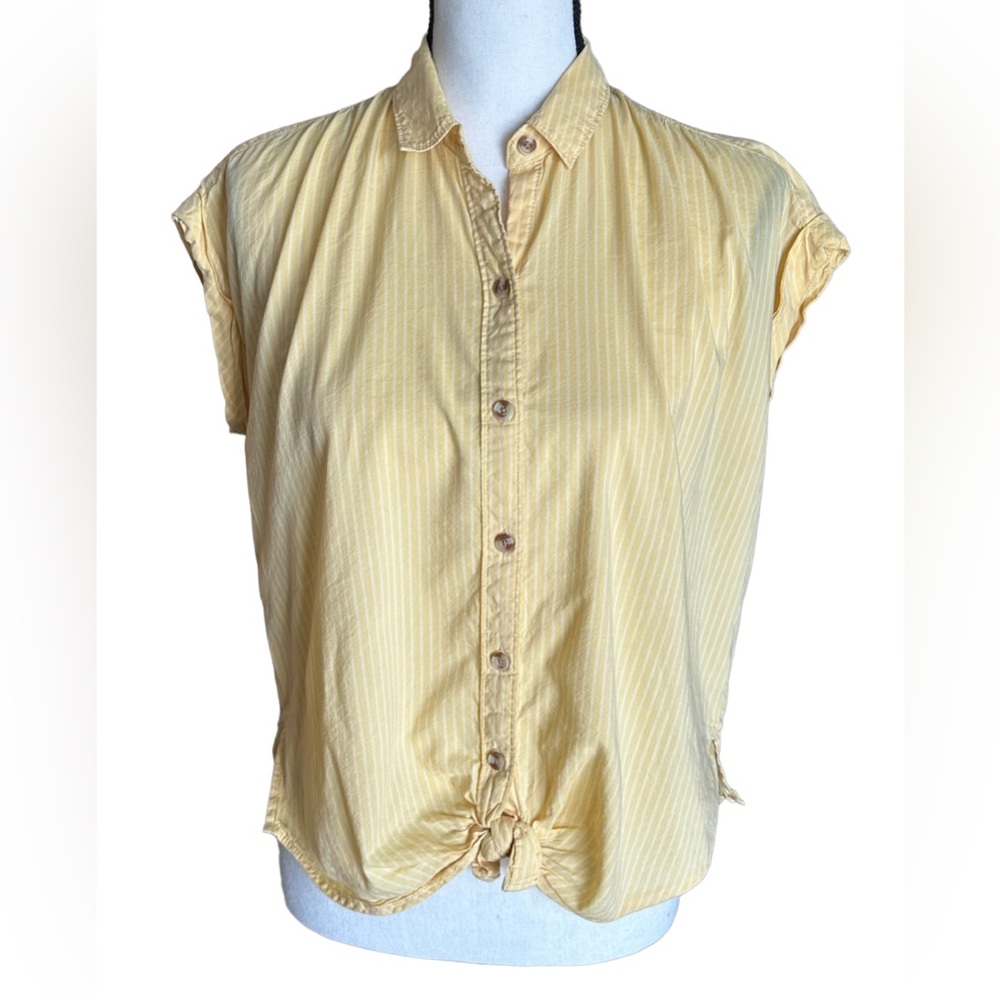 Abercrombie &‎ Fitch Womens Top Shirt Button-Up X-Small Yellow Striped Loose Fit